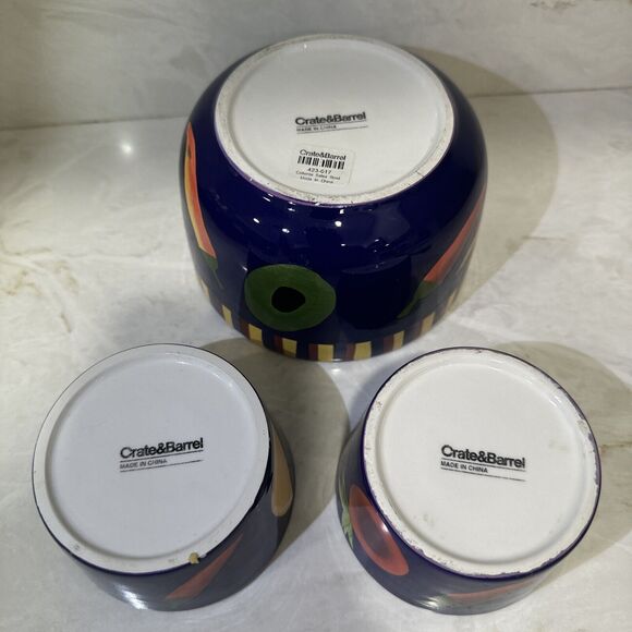 Crate & Barrel Blue All 5.25" x 3.25" Serving Bowl Set Of 3 - Picture 6 of 7